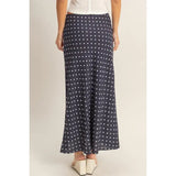 Polka Dot A Line Skirt Navy