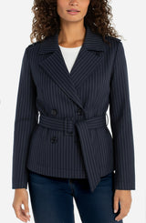 Cropped Trench Jacket Deep Midnight Stripe