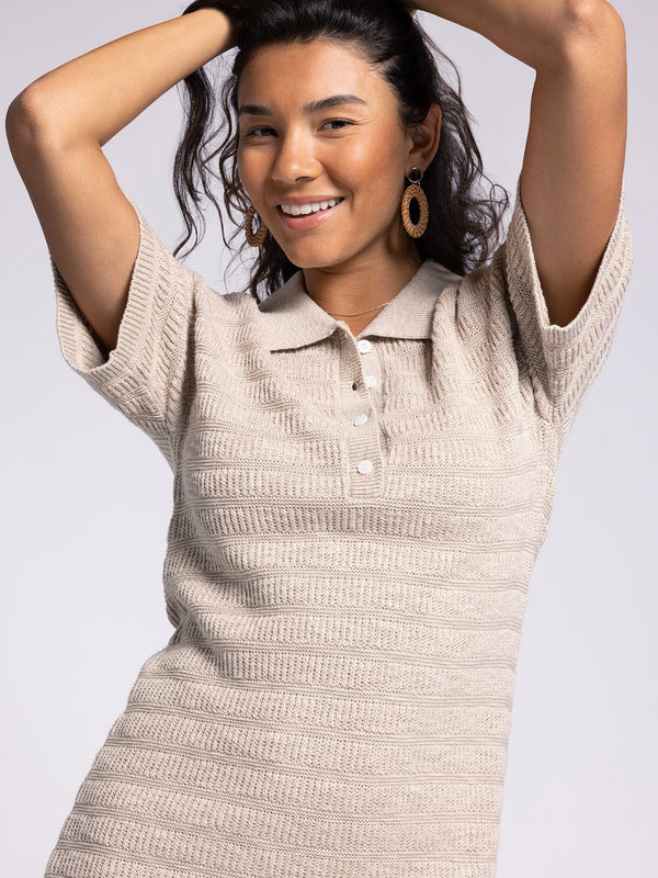 Amanda Button Collared Shirt Dress Seashell