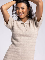 Amanda Button Collared Shirt Dress Seashell
