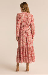 Della Floral Print Maxi Dress Crimson Crush