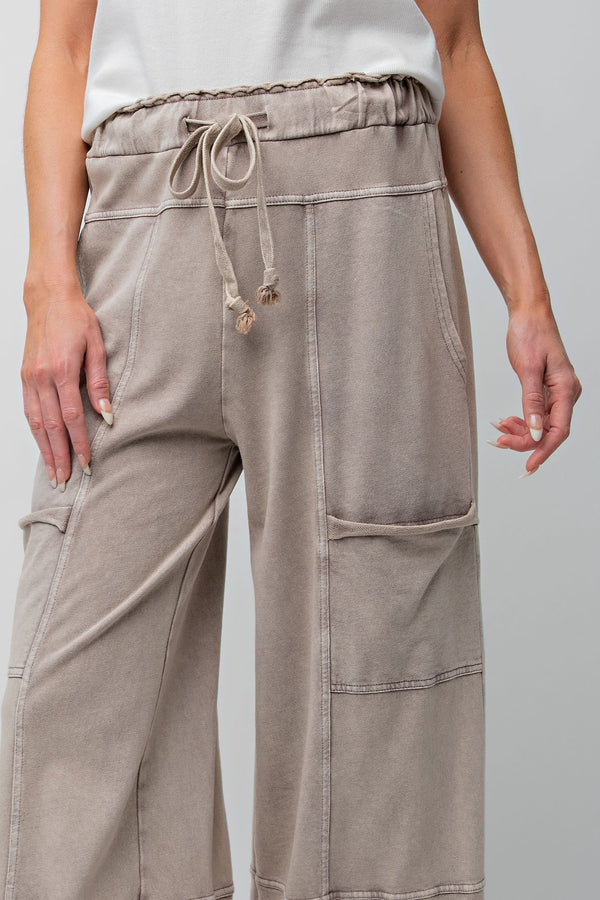 Mineral Washed Terry Knit Pants Mushroom