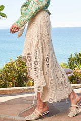 Uneven Hem Hi-Low Crochet Skirt