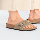 Oita Braided Suede Leather Narrow Sandals Taupe