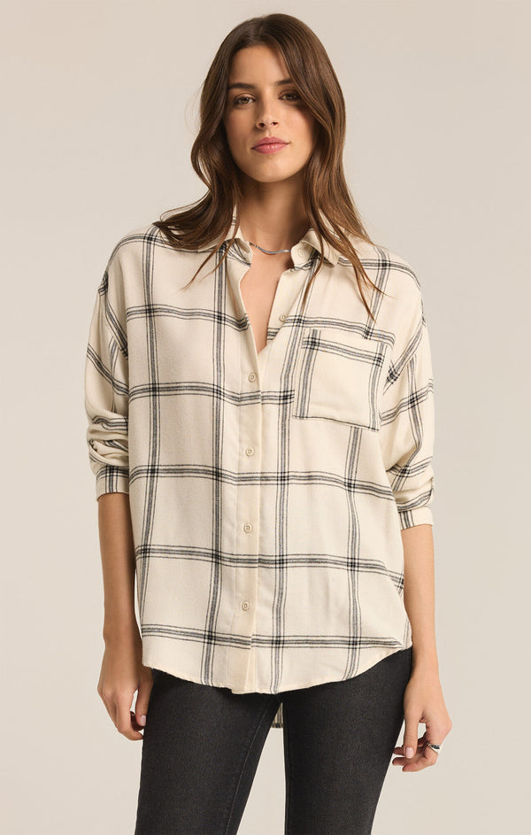 River Plaid Button Up Shirt Sea Salt