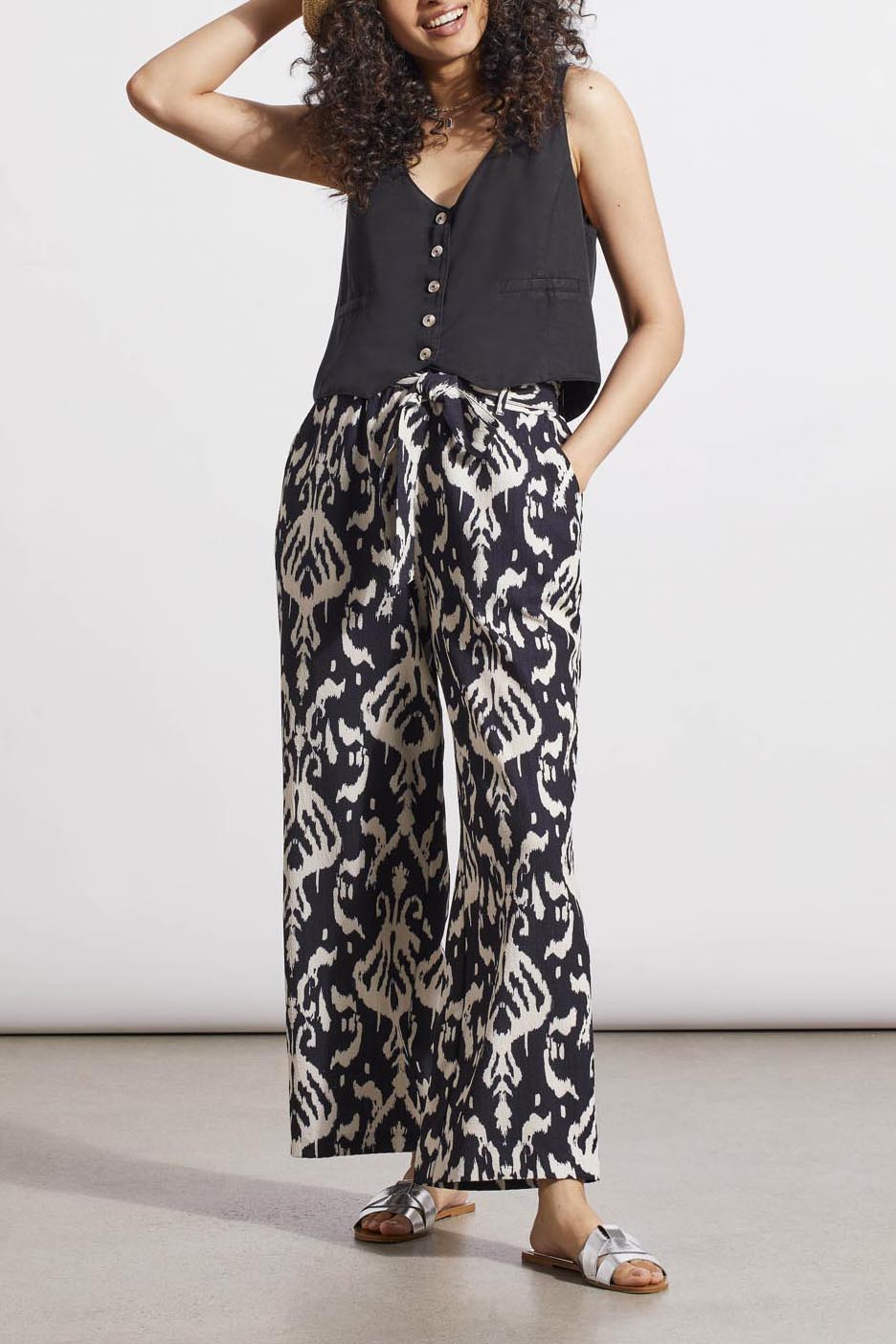 Button Front Vest Top Black