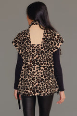 Nelle Fleece High Collar Vest Leopard