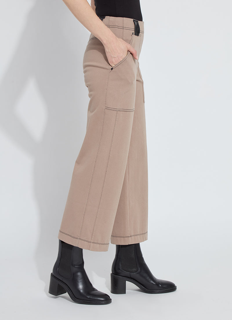 Valerie Wide Leg Crop Denim Pants Timeless Taupe