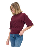 Ruched Detail Half Sleeve Top Wine