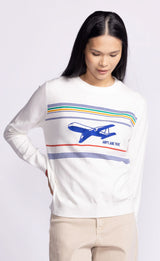 Airplane Mode II Retro Sweater White