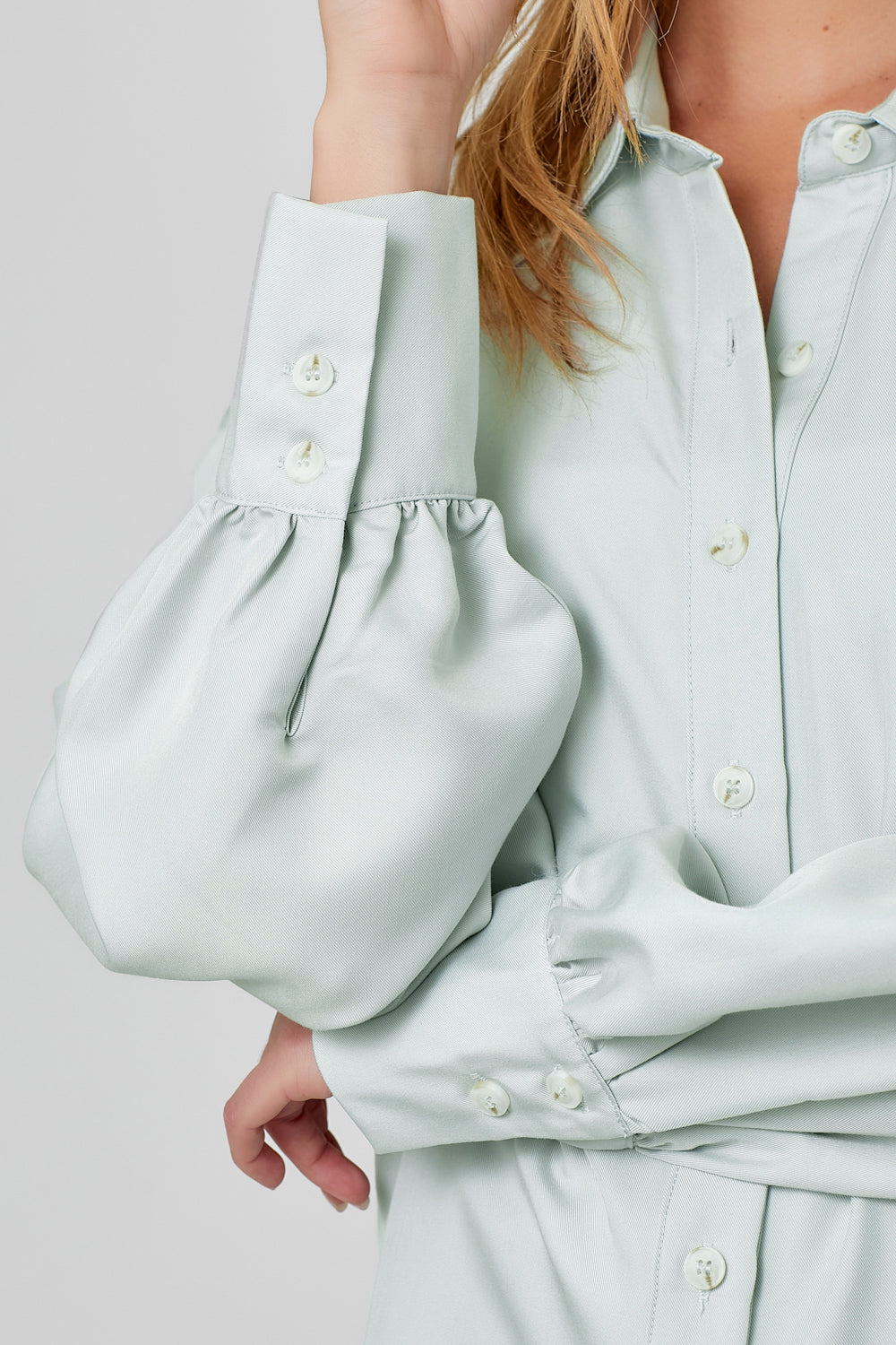 Oversized Button Up Shirt Light Blue Grey