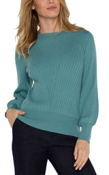 Switched Rib Crew Neck Sweater Ocean Wash
