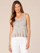 Space Dye Flounce Hem Sweater Tank Light Blue Multi
