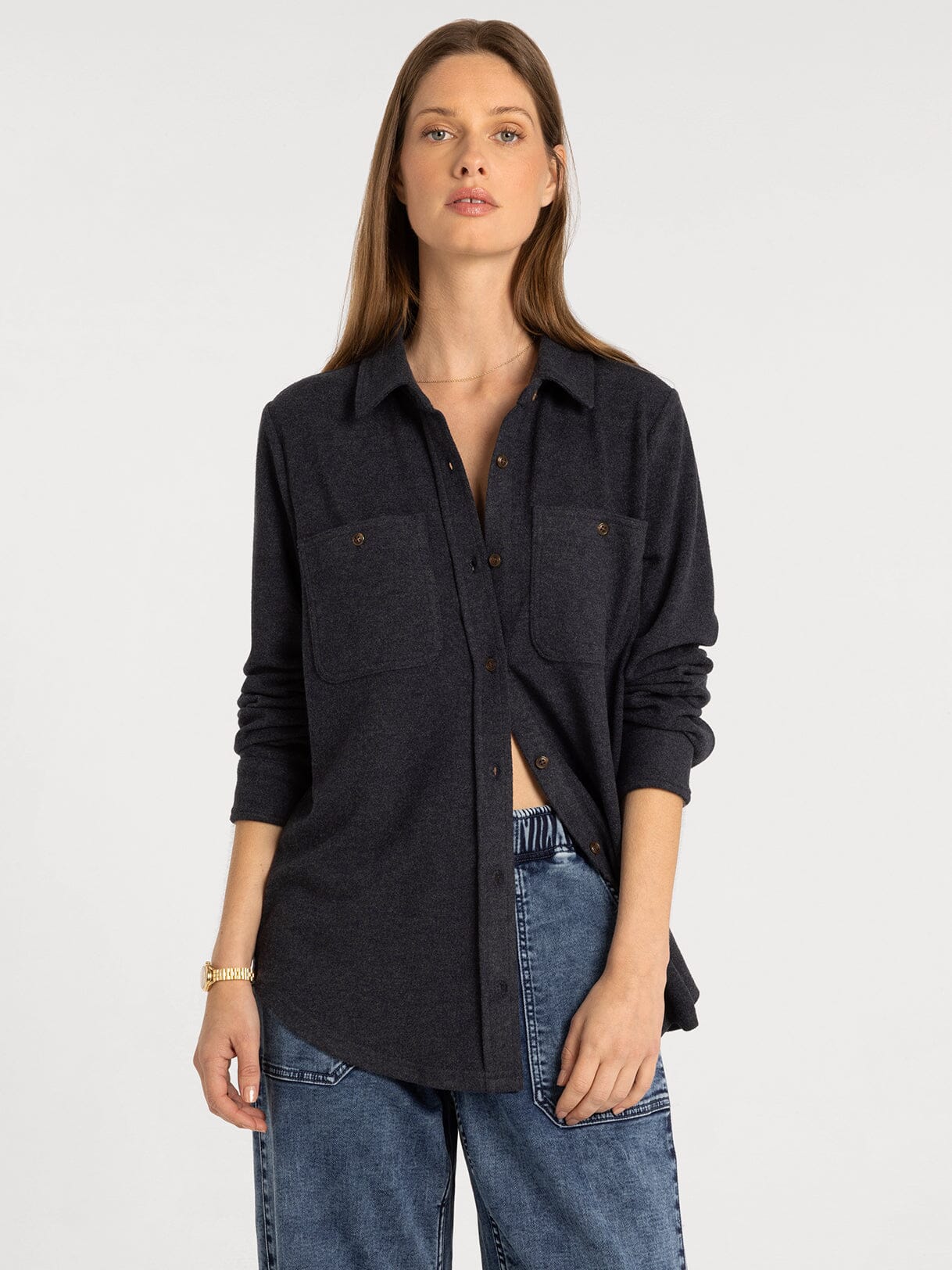Lewis Button Up Shirt Navy Ink