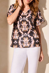 Short Sleeve Raglan Frill Top Tea Rose