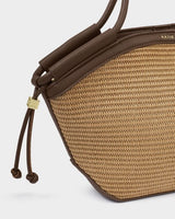 Florence Mini Tote Bag Natural Raffia + Bitter Chocolate