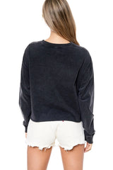 Rock & Roll Bolt Wings Long Sleeve Crop Tee Black