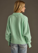 Cropped Funnel Neck 1/4 Zip Sweatshirt Green