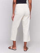 Flex Front Button Fly Straight Crop Pants Natural