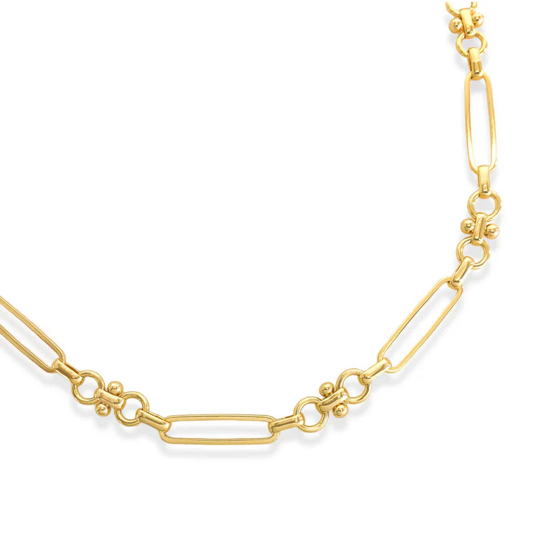 18k Gold Plated Dotted Paperclip Chain Necklace