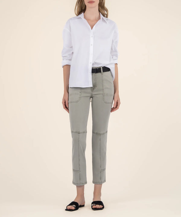 Reese High Rise Straight Crop Moto Jeans Army Green