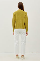 Chunky Ribbed Mock Neck Sweater Golden Palm