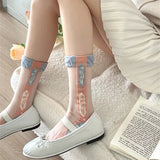 Summer Floral Sheer Socks Stripe