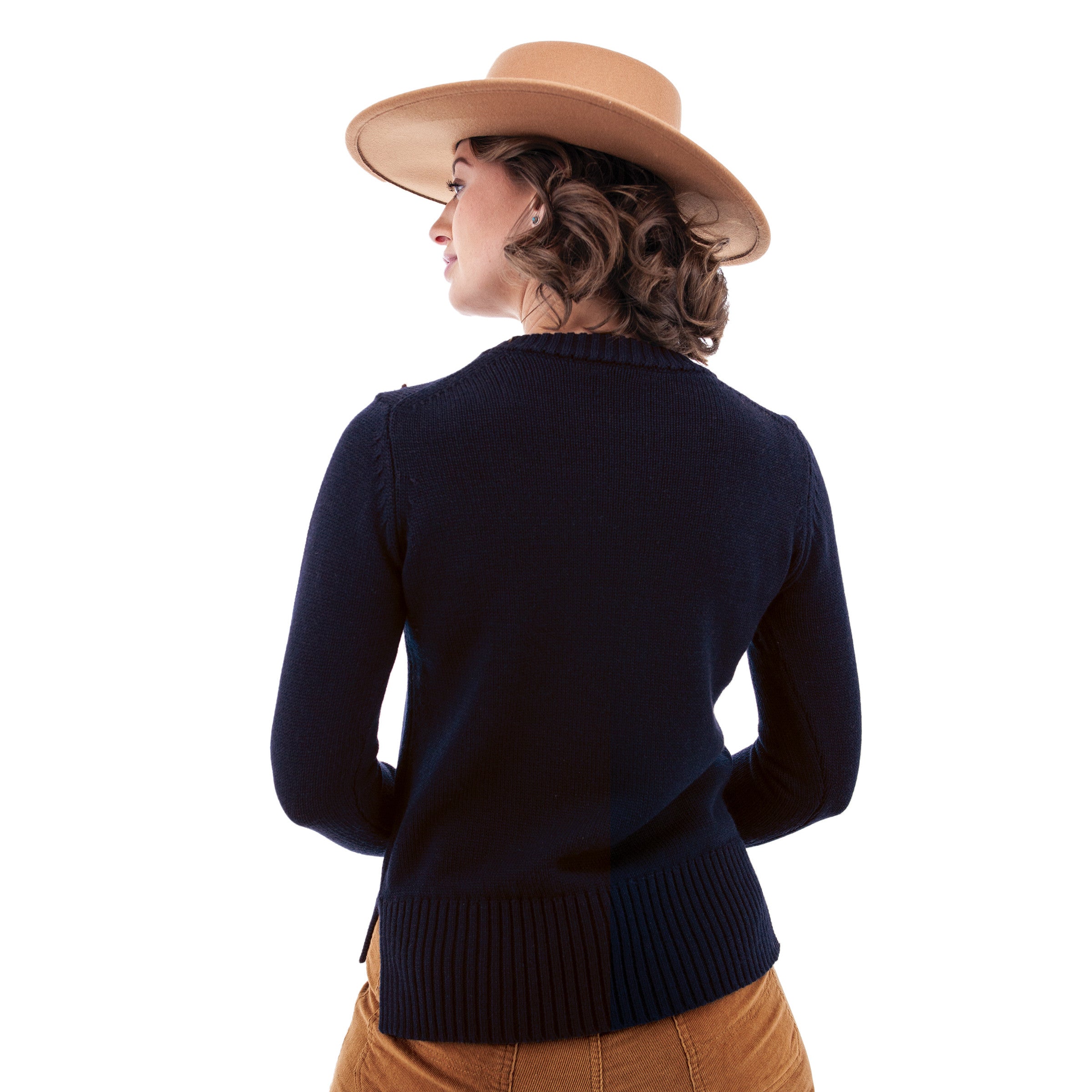 Lindley Embroidered Shoulder Sweater Peacoat
