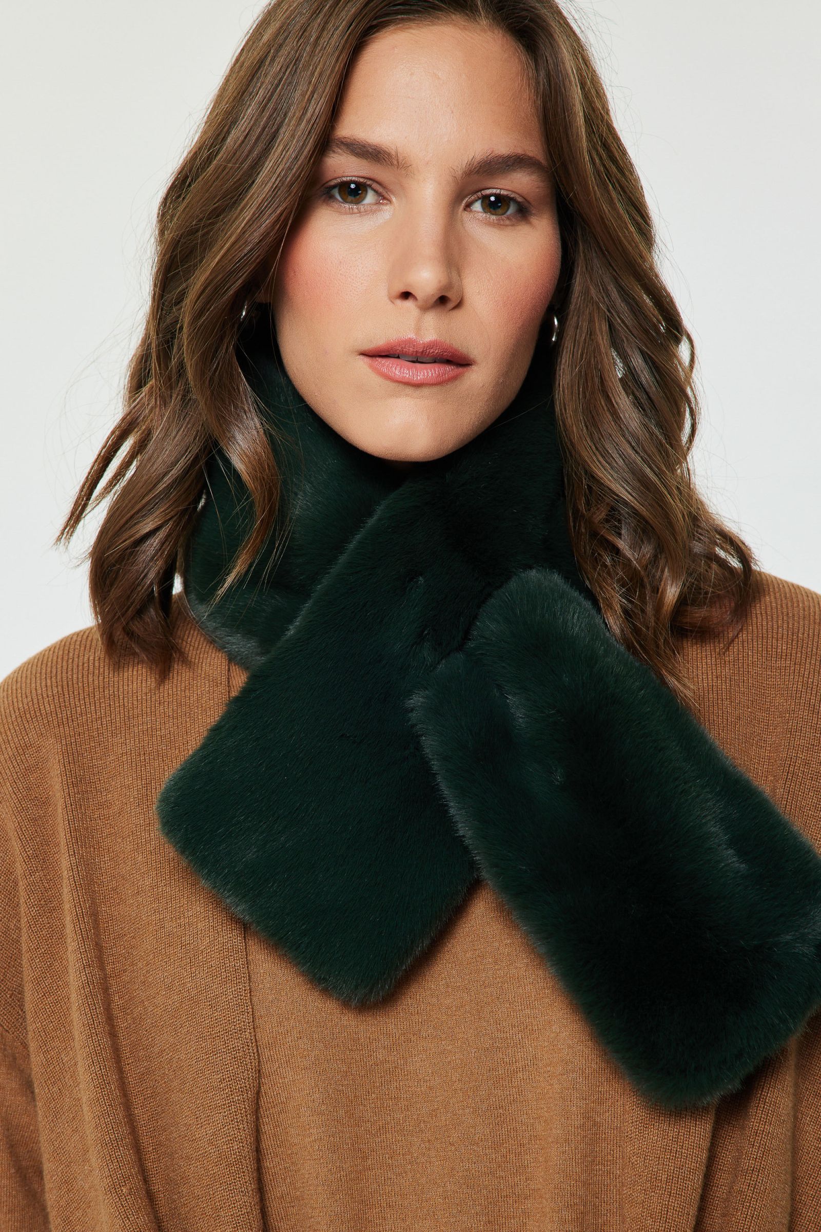 Long Fur Muffler Scarf Green