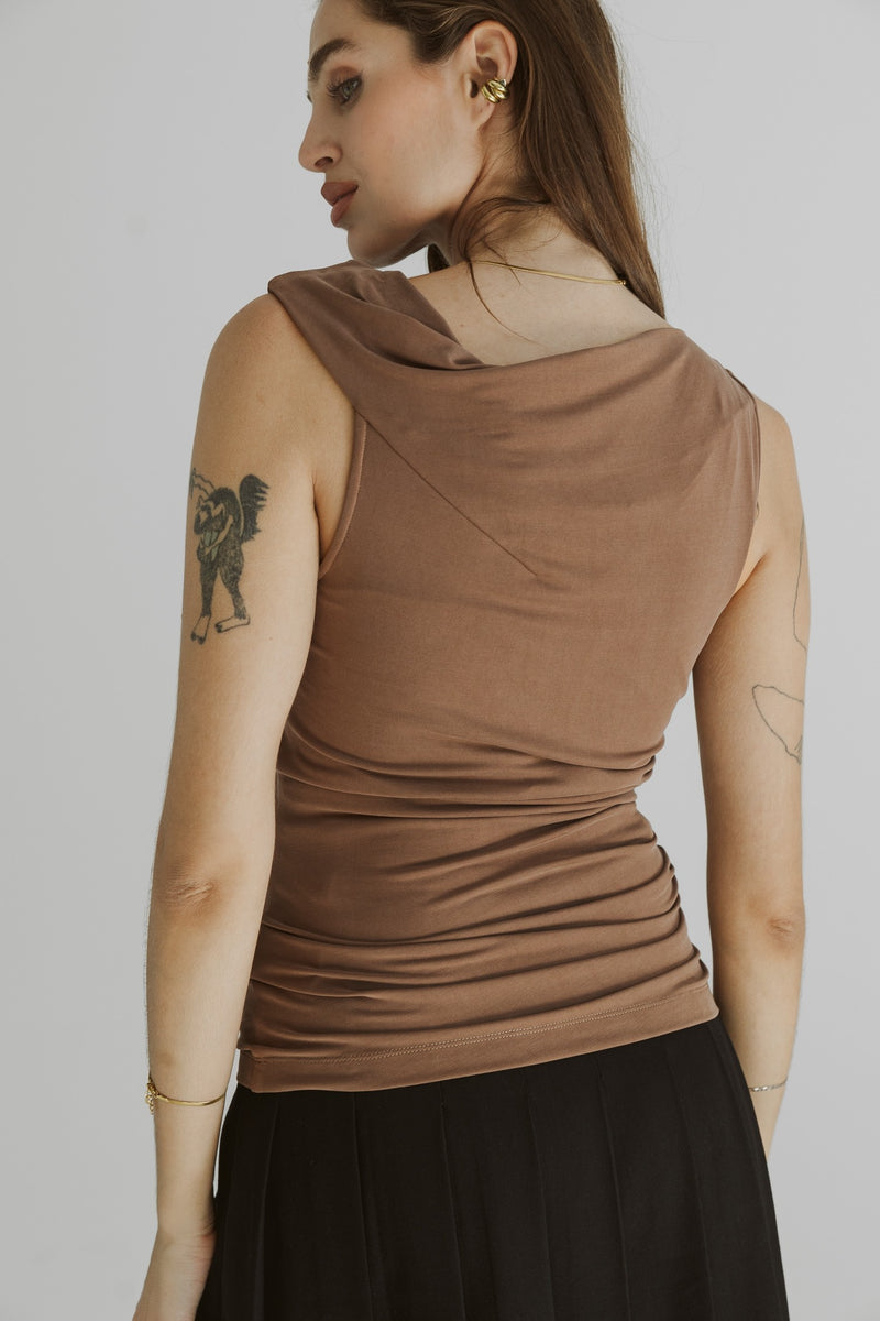 Emilia Asymmetric Twist Shoulder Top