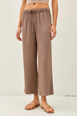 Tencel Wide Leg Cropped Pants Cocoa