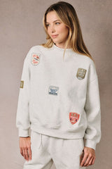 Ski Patches Mock Neck Sweatshirt Melange
