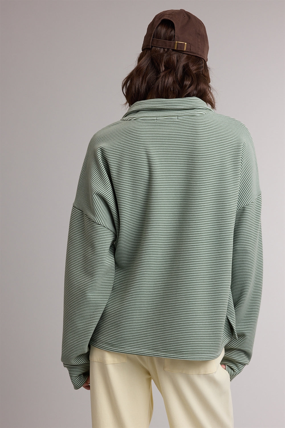Striped Half Zip Up Knit Pullover Green + Sky