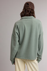 Striped Half Zip Up Knit Pullover Green + Sky