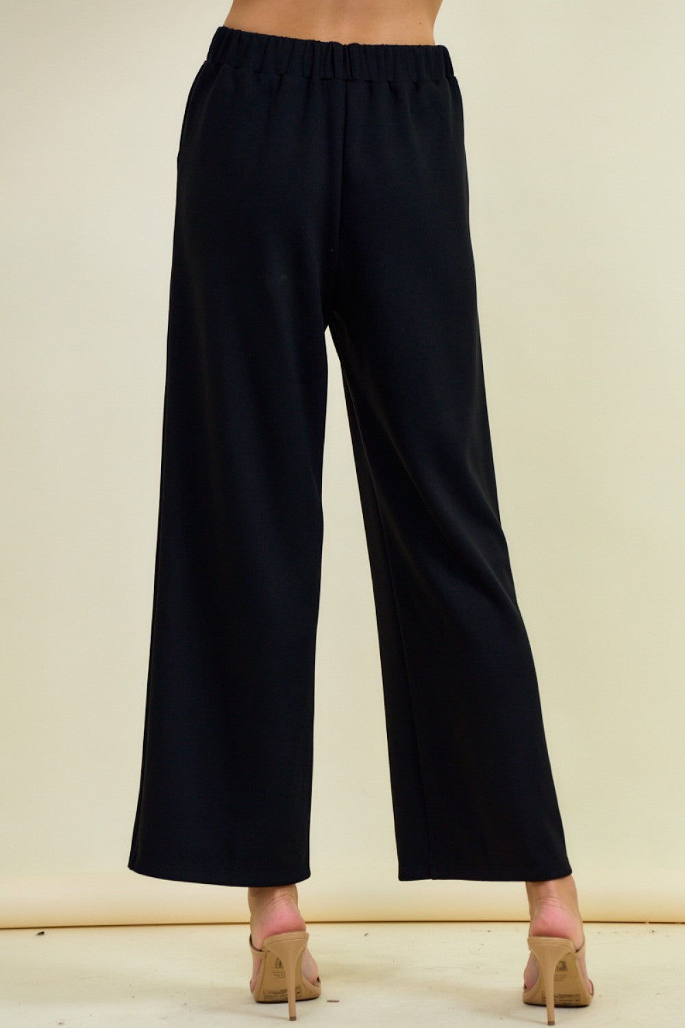 Modal Pintuck Wide Leg Pants Black
