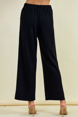 Modal Pintuck Wide Leg Pants Black