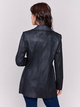 Vintage Texture Sueded Long Jacket Black