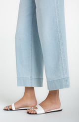Stride Crop Wide Leg Embroidered Seam Jeans Marine Flowers