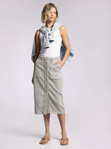 Victoria Button Down Midi Skirt Dried Sage