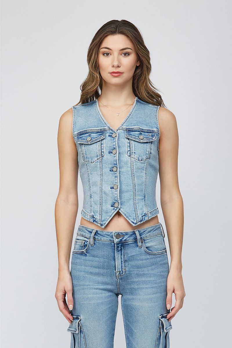 Fitted Denim Vest Light