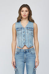 Fitted Denim Vest Light
