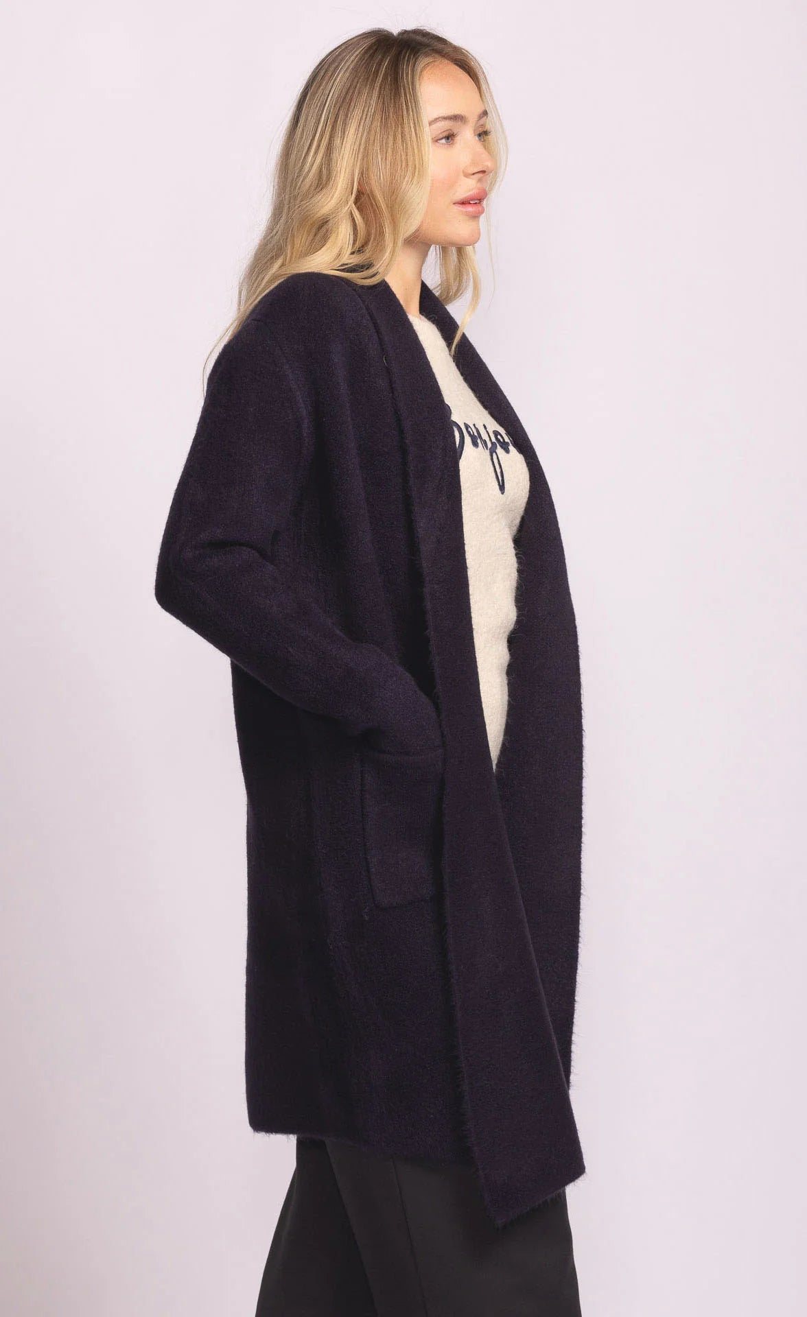 Stockport Long Sweater Jacket Navy