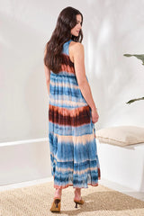 Ombre Stripe Tiered Maxi Dress Sky