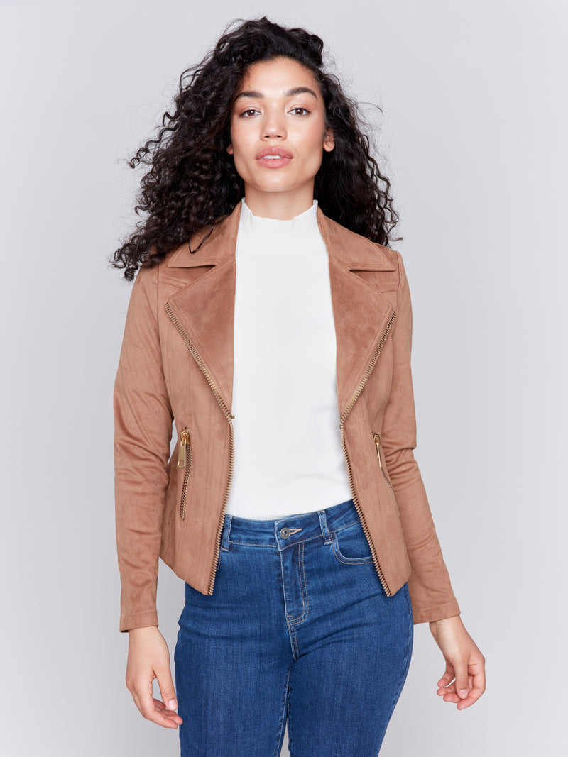 Vintage Faux Leather Perfecto Jacket Truffle