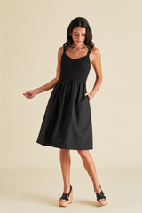 Fleur Smocked Sleeveless Dress Black