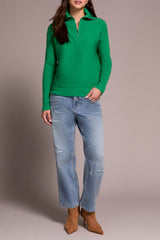 Textured Stripe 3/4 Zip Sweater Field Green