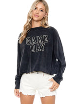 Puff Game Day Crop Long Sleeve Black