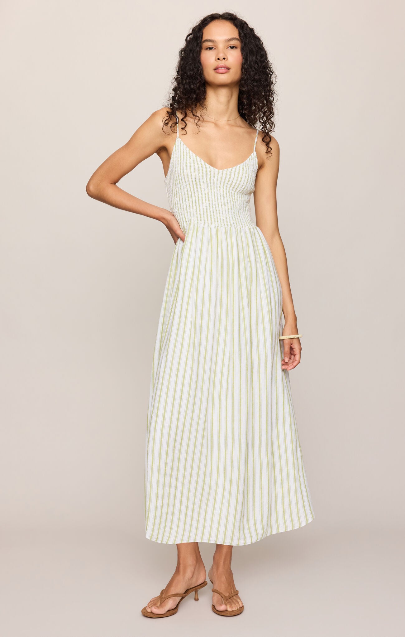 Romy Striped Maxi Dress Spring Green