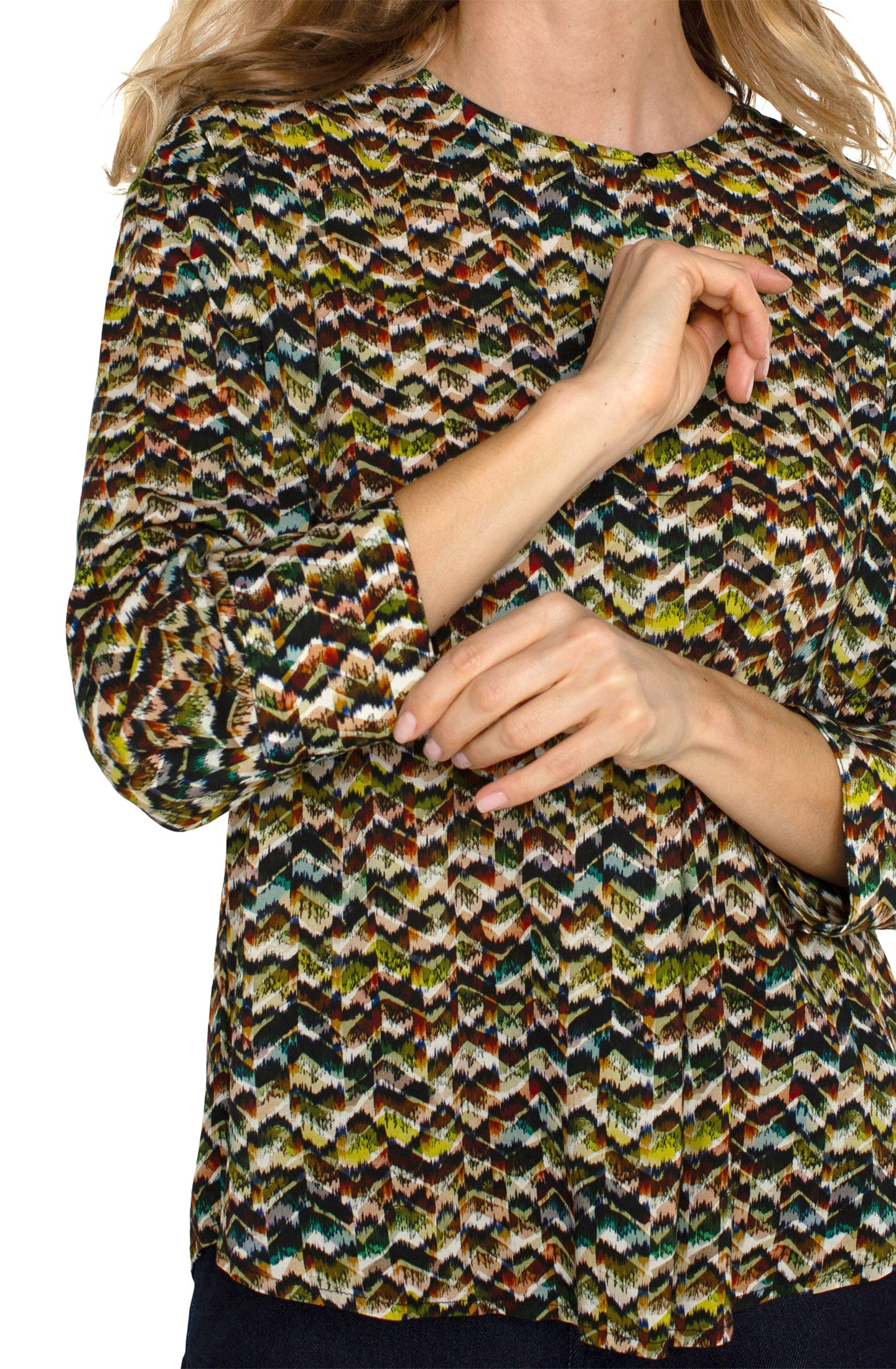 3/4 Sleeve Popover Woven Blouse Tourmaline Multi