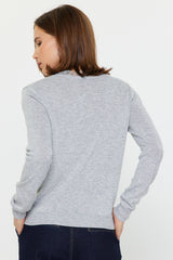 Lace Insert Vneck Heather Grey